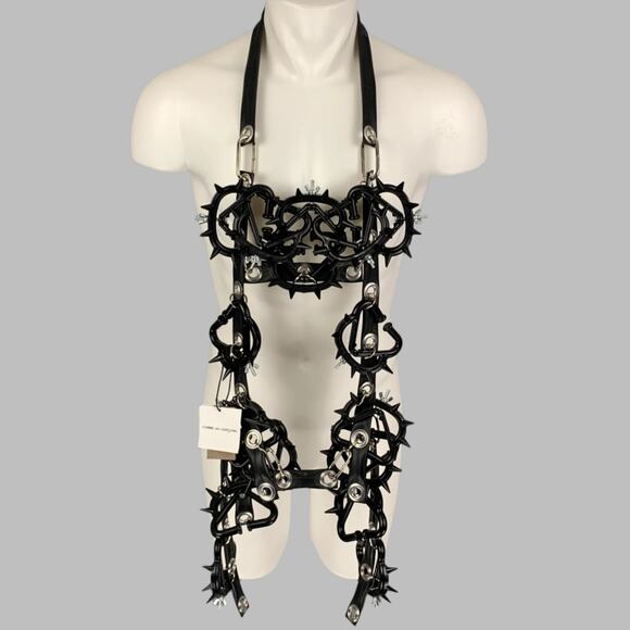 COMME des GARCONS HOMME FW 2019 Black Silver PVC Rubber Harness Necklace - Picture 4 of 5